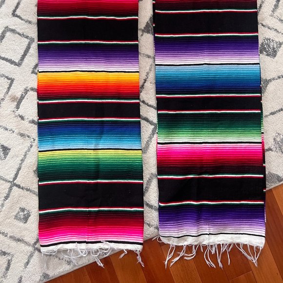 Serape Striped Oversized Scarf - Black - Handmade - One Size - Picture 5 of 5